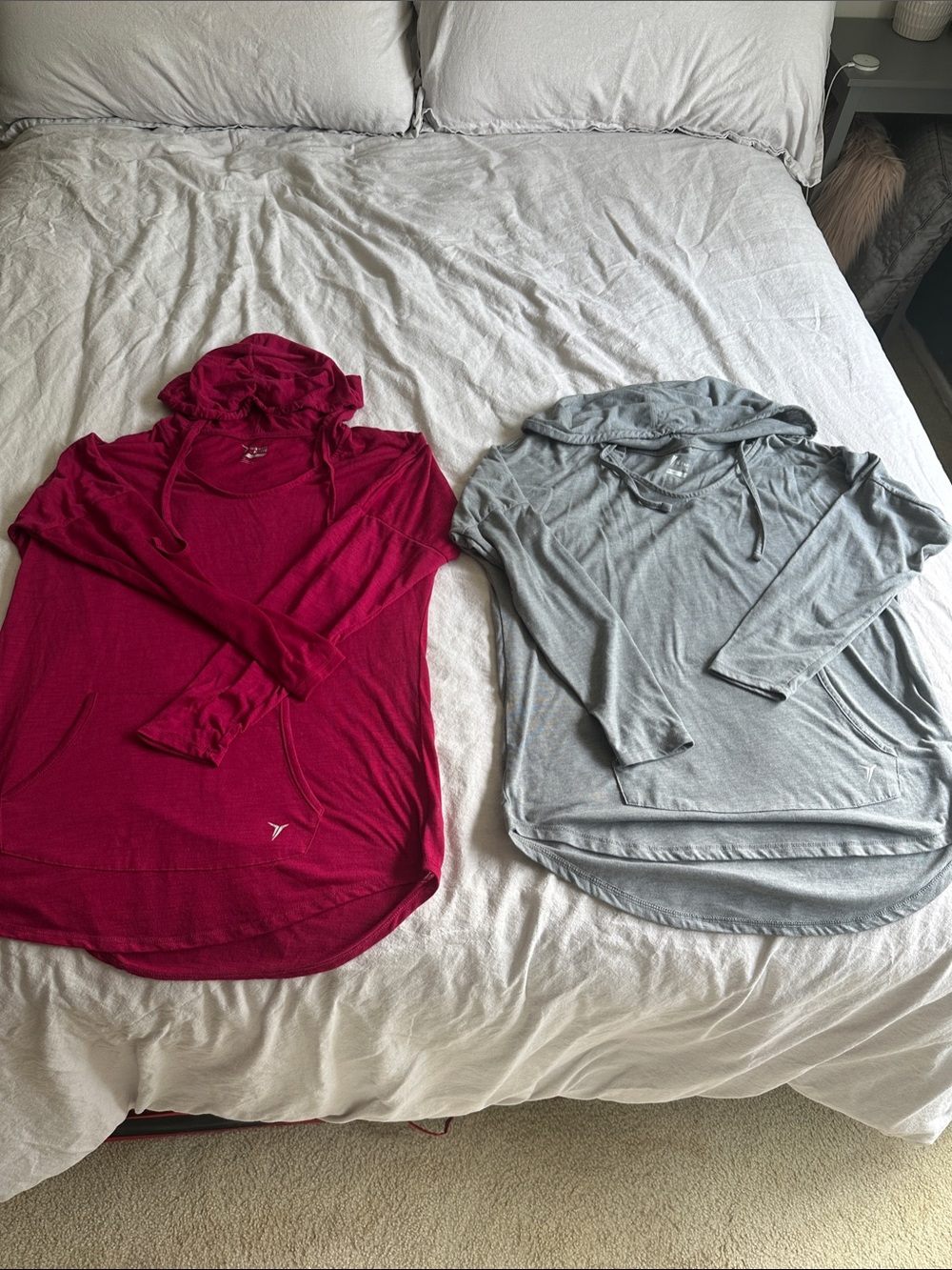 Lightweight Hooded Long Sleeve Top - Pink and Gray